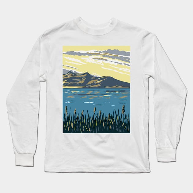 The Great Salt Lake Utah USA WPA Art Poster Long Sleeve T-Shirt by retrovectors